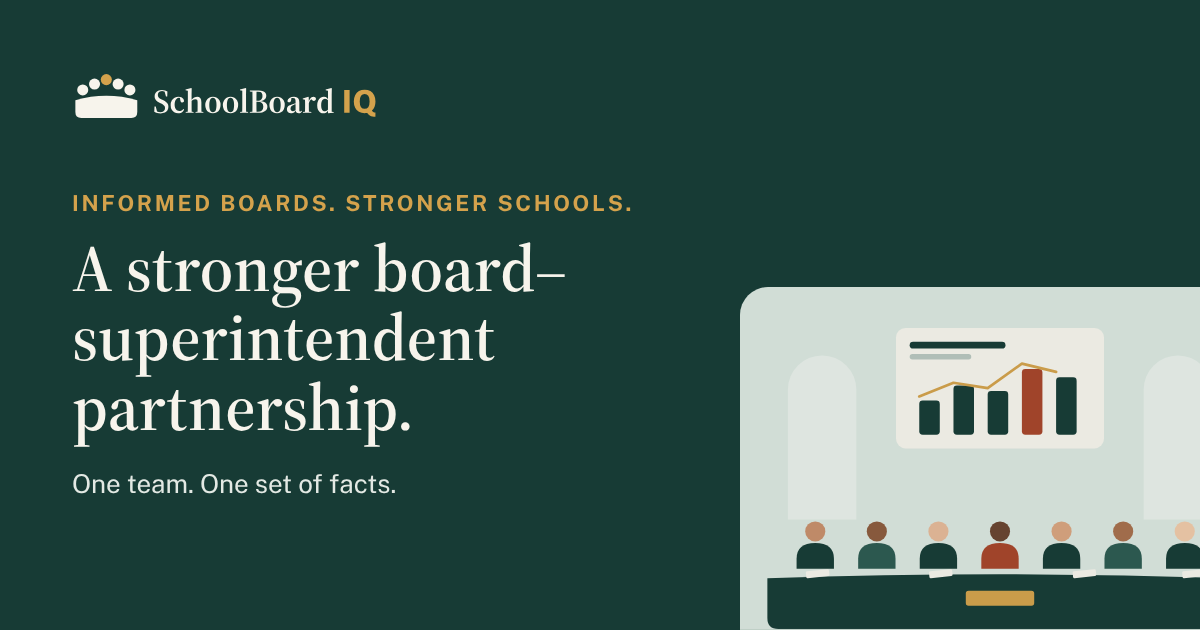 SchoolBoard IQ social share image: A stronger board–superintendent partnership
